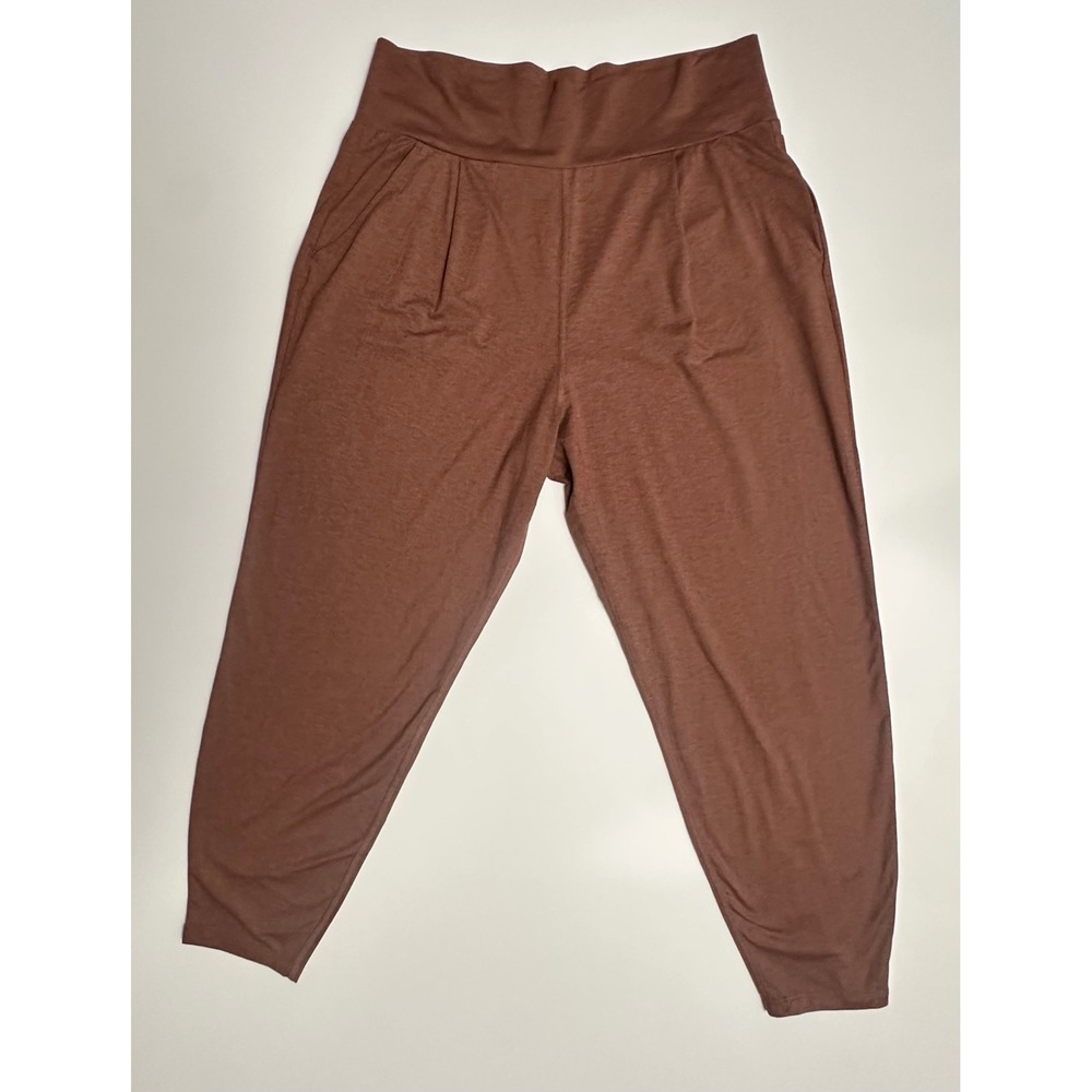 Vuori Lux Harem Pants High Waist Joggers Size XL Rust Brown Pockets Pleated